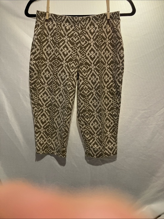Women with Control Pants - Women with Control Olive and Cream Geometric Cropped Pants
